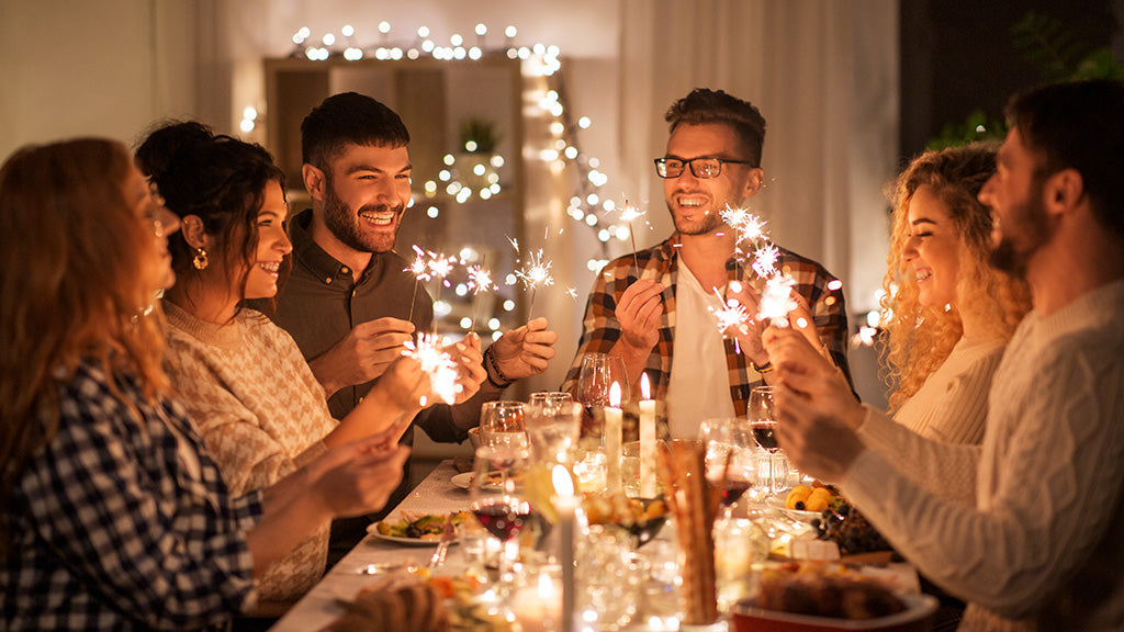 People around a holiday dinner table